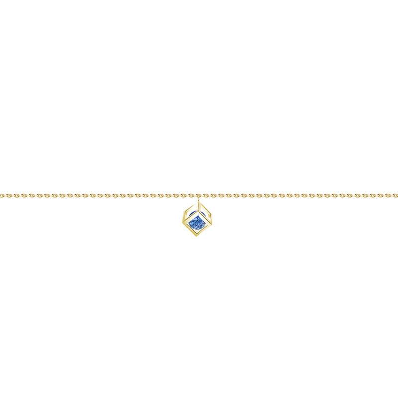 750/1000 Yellow Gold & Blue Sapphire 0.40 ct Cube Bracelet, Length 16 cm to 18 cm - Demetra