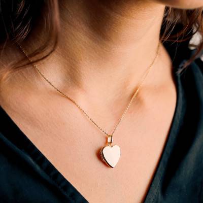 Yellow Gold-Plated Heart Photo Locket Pendant - Emanessence