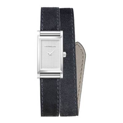 Anthracite Gray Velvet Watch Strap BRAC17048A189 - Herbelin