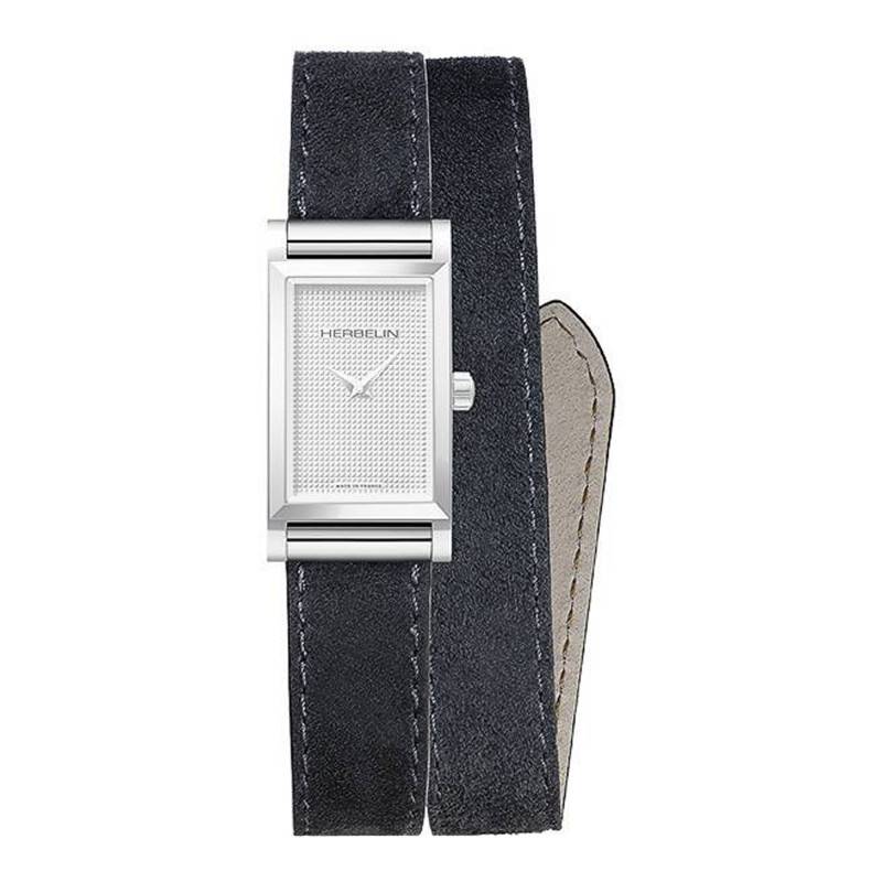 Anthracite Gray Velvet Watch Strap BRAC17048A189 - Herbelin