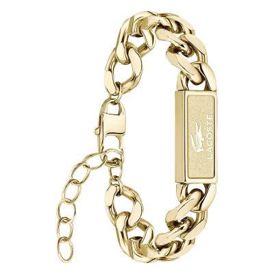 Bracelet Backhand en Acier Doré - 2040440, Longueur 19 cm Ajustable - Lacoste