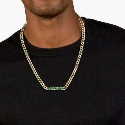 Gold-Tone Steel Script Necklace, 56 cm - 2040475 - Lacoste