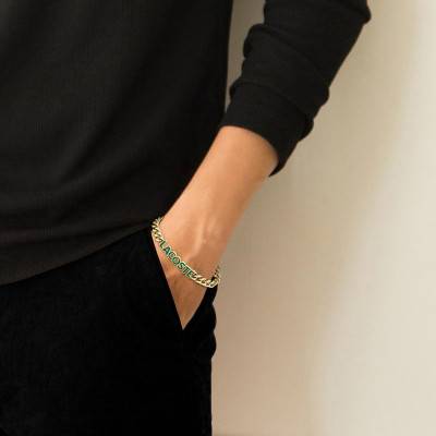 Gold-Tone Steel Script Bracelet, Adjustable Length 18,50 cm - 2040477 - Lacoste