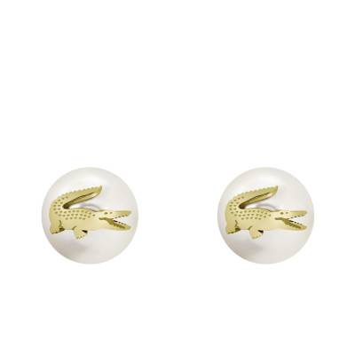 Gold-Tone Steel & White Pearl Matchpoint Stud Earrings - 2040432 - Lacoste