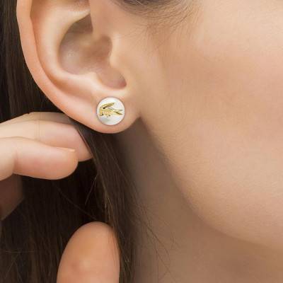 Gold-Tone Steel & White Pearl Matchpoint Stud Earrings - 2040432 - Lacoste