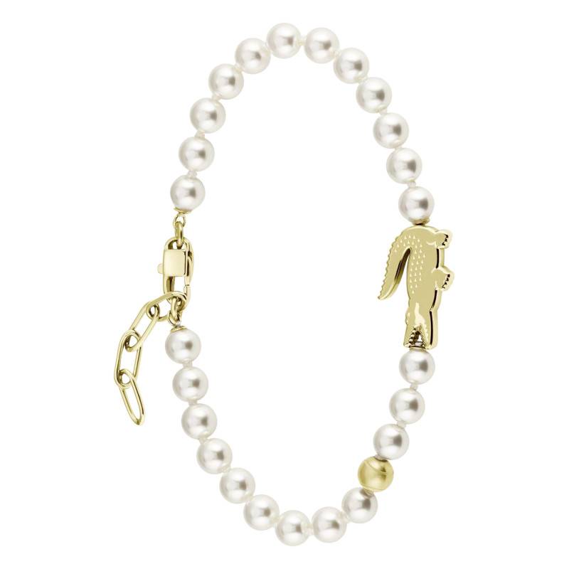 Gold-Tone Steel & White Pearl Matchpoint Bracelet, Adjustable Length 16 cm - 2040430 - Lacoste