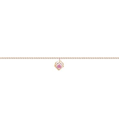 Bracelet cube Or Rose 750 et saphir rose 0,40 ct, Longueur 16 cm à 18 cm - Demetra