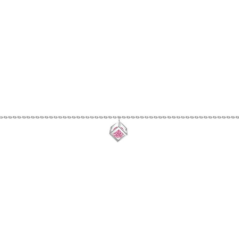 750/1000 White Gold & Pink Sapphire 0.40 ct Cube Bracelet, Length 16 cm to 18 cm - Demetra