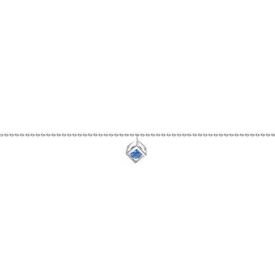 Bracelet cube Or Blanc 750 et saphir bleu 0,40 ct, Longueur 16 cm à 18 cm - Demetra