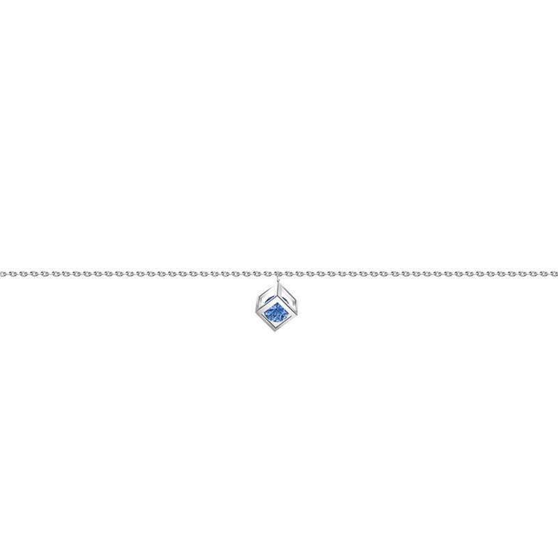 750/1000 White Gold & Blue Sapphire 0.40 ct Cube Bracelet, Length 16 cm to 18 cm - Demetra