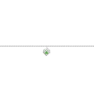 Bracelet cube Or Blanc 750 et saphir vert 0,40 ct, Longueur 16 cm à 18 cm - Demetra
