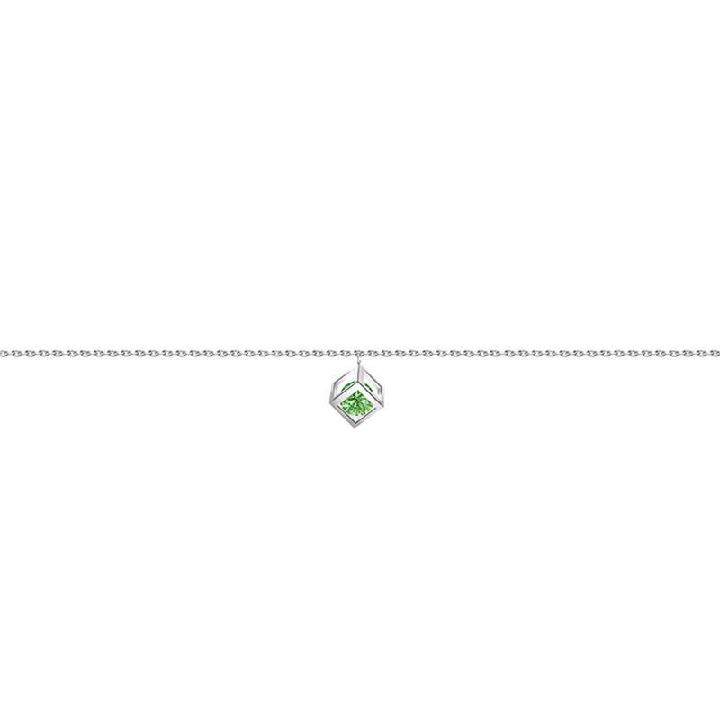 750/1000 White Gold & Green Sapphire 0.40 ct Cube Bracelet, Length 16 cm to 18 cm - Demetra