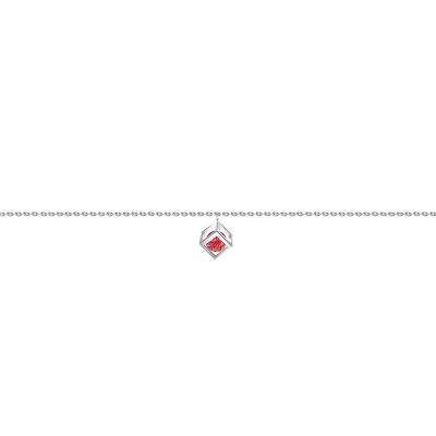 Bracelet cube Or Blanc 750 et saphir rouge 0,40 ct, Longueur 16 cm à 18 cm - Demetra