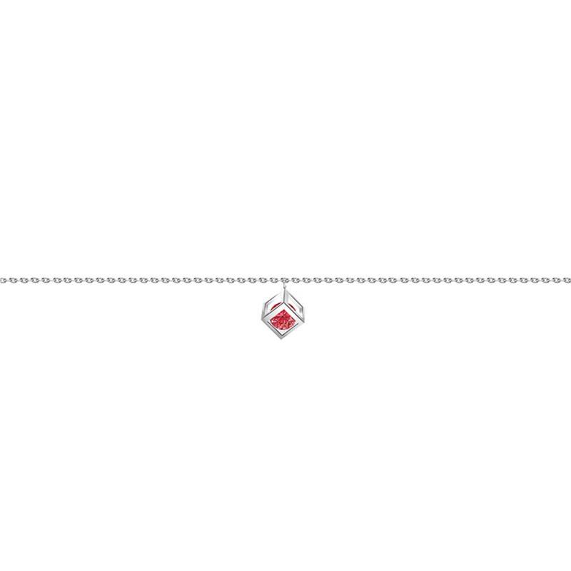 750/1000 White Gold & Red Sapphire 0.40 ct Cube Bracelet, Length 16 cm to 18 cm - Demetra