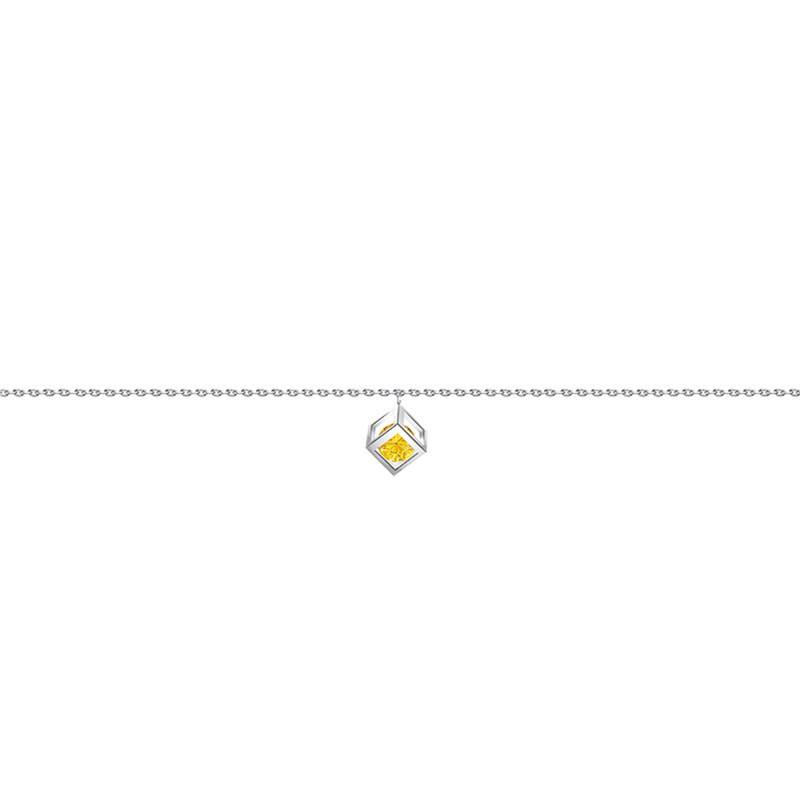 750/1000 White Gold & Yellow Sapphire 0.40 ct Cube Bracelet, Length 16 cm to 18 cm - Demetra