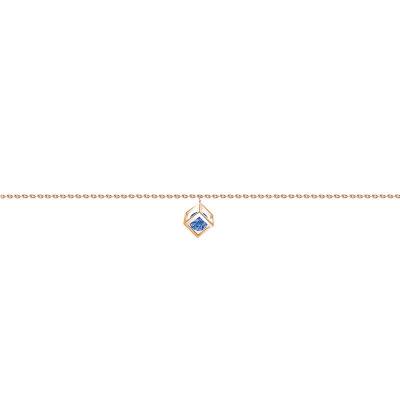 Bracelet cube Or Rose 750 et saphir bleu 0,40 ct, Longueur 16 cm à 18 cm - Demetra