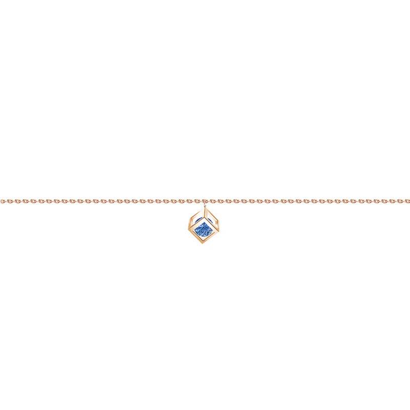 750/1000 Rose Gold & Blue Sapphire 0.40 ct Cube Bracelet, Length 16 cm to 18 cm - Demetra