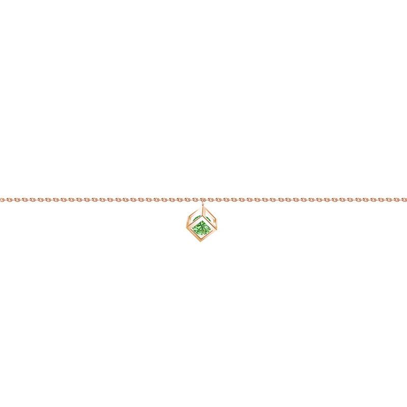 750/1000 Rose Gold & Green Sapphire 0.40 ct Cube Bracelet, Length 16 cm to 18 cm - Demetra