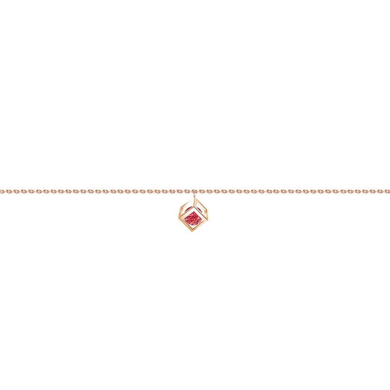 750/1000 Rose Gold & Red Sapphire 0.40 ct Cube Bracelet, Length 16 cm to 18 cm - Demetra