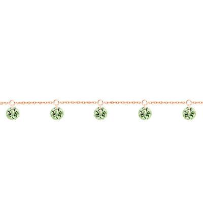 750/1000 Rose Gold & 5 Pierced Green Sapphire Bracelet, 16 cm to 18 cm - Demetra