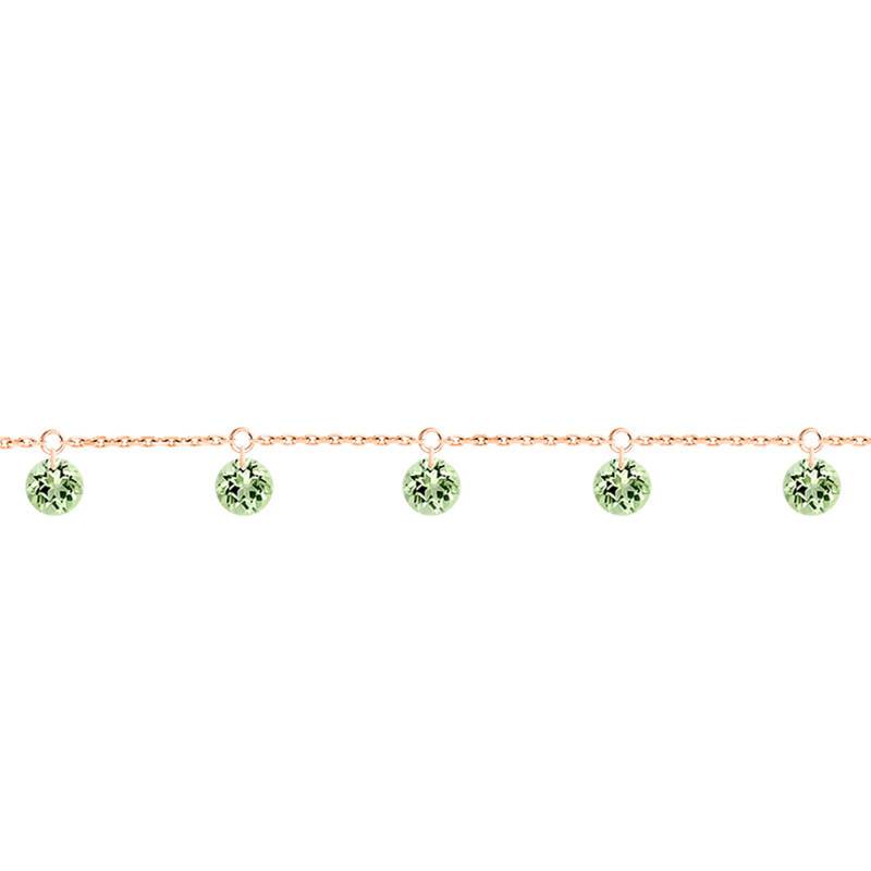 750/1000 Rose Gold & 5 Pierced Green Sapphire Bracelet, 16 cm to 18 cm - Demetra