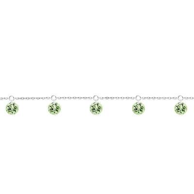 Bracelet 5 Saphirs Verts Percés & Or Blanc 750, Longueur 16 cm à 18 cm - Demetra
