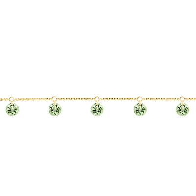 750/1000 Yellow Gold & Pierced Green Sapphires Bracelet, 16 cm to 18 cm - Demetra