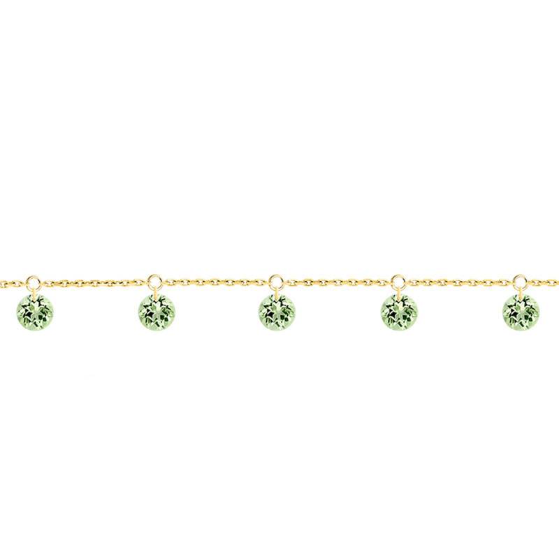750/1000 Yellow Gold & Pierced Green Sapphires Bracelet, 16 cm to 18 cm - Demetra