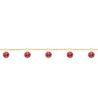 Bracelet 5 Saphirs Rouges Percés & Or Jaune 750, Longueur 16 cm à 18 cm - Demetra