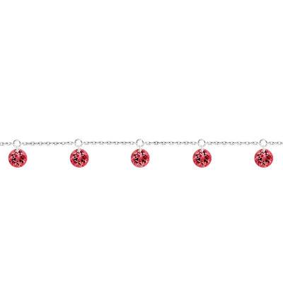 750/1000 White Gold & 5 Pierced Red Sapphire Bracelet, 16 cm to 18 cm - Demetra