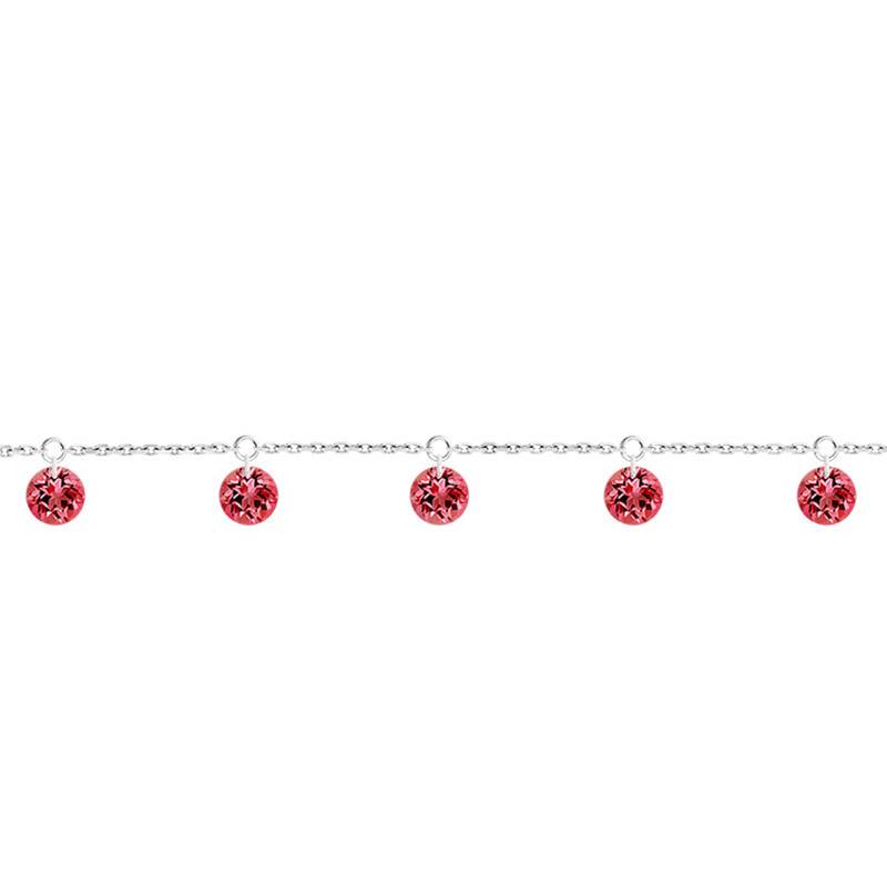 750/1000 White Gold & 5 Pierced Red Sapphire Bracelet, 16 cm to 18 cm - Demetra