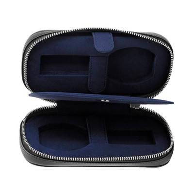 Pochette 2 Montres Noire doublure marine Bouveret x Ocarat - Bouveret