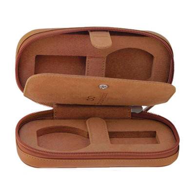 Bouveret x Ocarat Cognac 2-Watch Pouch with Cognac Lining - Bouveret