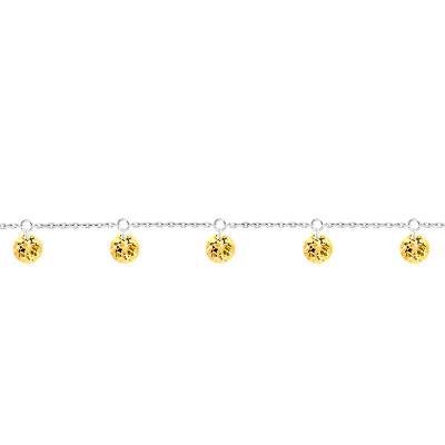 750/1000 White Gold & 5 Pierced Yellow Sapphire Bracelet, 16 cm to 18 cm - Demetra