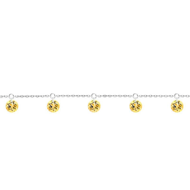 750/1000 White Gold & 5 Pierced Yellow Sapphire Bracelet, 16 cm to 18 cm - Demetra