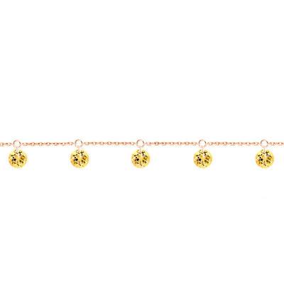 750 Rose Gold & 5 Pierced Yellow Sapphires Bracelet, Length 16 cm to 18 cm - Demetra