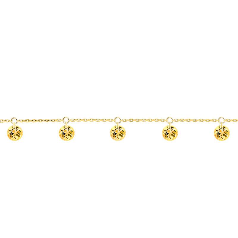 750/1000 Yellow Gold & 5 Pierced Yellow Sapphire Bracelet, 16 cm to 18 cm - Demetra