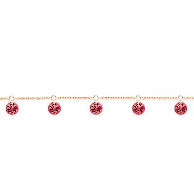 750 Rose Gold & 5 Pierced Red Sapphires Bracelet, Length 16 cm to 18 cm - Demetra