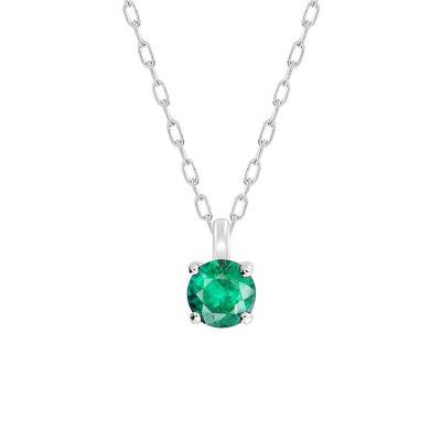 750/1000 White Gold & Emerald Necklace, 40 cm to 42 cm - Demetra