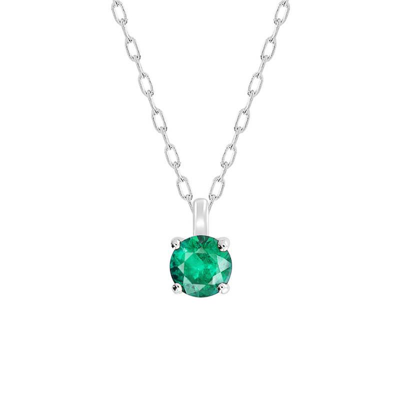 750/1000 White Gold & Emerald Necklace, 40 cm to 42 cm - Demetra