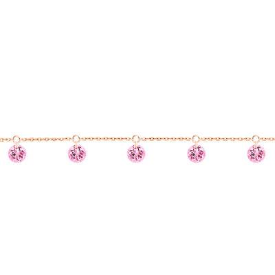 750 Rose Gold & 5 Pierced Pink Sapphires Bracelet, Length 16 cm to 18 cm - Demetra