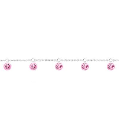750/1000 White Gold & 5 Pierced Pink Sapphire Bracelet, 16 cm to 18 cm - Demetra