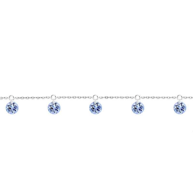 750/1000 White Gold & 5 Pierced Blue Sapphire Bracelet, 16 cm to 18 cm - Demetra