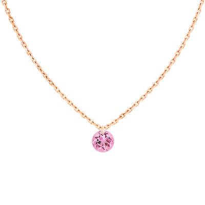 Collier Saphir Rose percé 0,30 ct & Or Rose 750, Longueur 38 à 42 cm - Demetra
