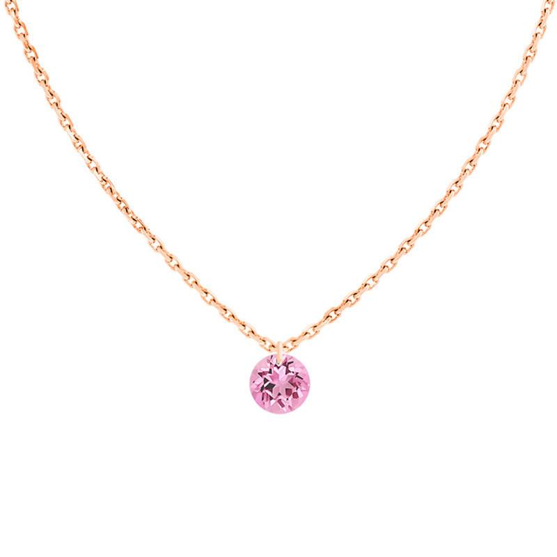 750 Rose Gold & Pierced Pink Sapphire Necklace 0.30 ct, Length 38 cm to 42 cm - Demetra