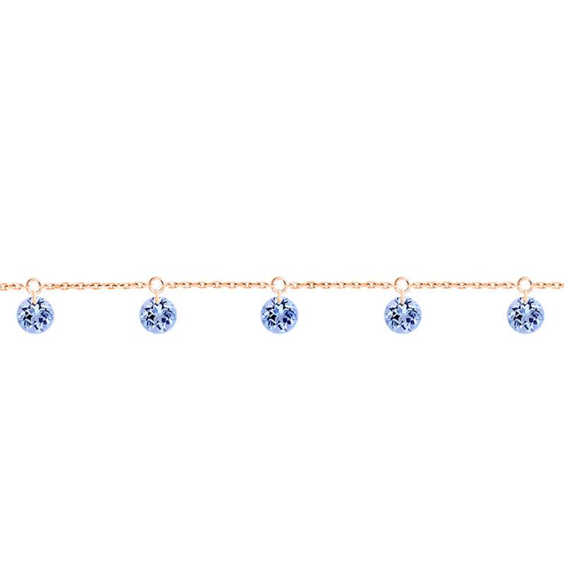 750/1000 Rose Gold & 5 Pierced Blue Sapphire Bracelet, 16 cm to 18 cm - Demetra