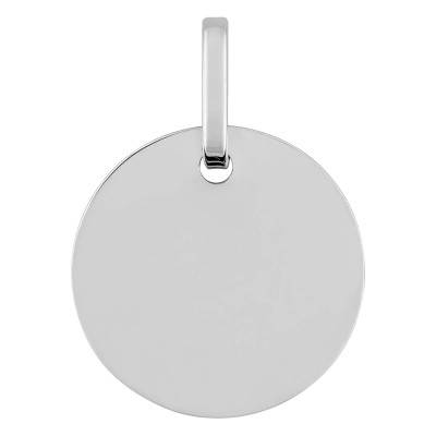 Médaille ronde personnalisable, Or blanc, Diamètre 16 mm - Emanessence
