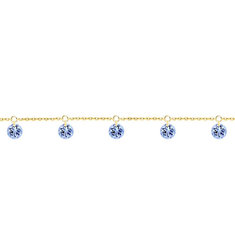 750/1000 Yellow Gold & 5 Pierced Blue Sapphire Bracelet, 16 cm to 18 cm - Demetra