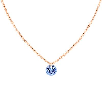 Collier Saphir percé 0,30 ct & Or Rose 750, Longueur 38 à 42 cm - Demetra