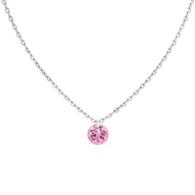 750 White Gold & 0.30 ct Pierced Pink Sapphire Necklace, Length 38 cm to 42 cm - Demetra